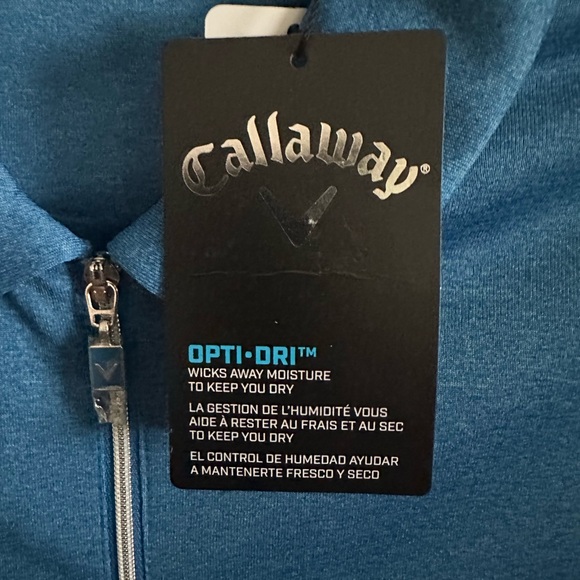 Callaway Women's 1/4 zip heather blue Golf Polo Opti Dri short sleeve Sz S NWT - Picture 5 of 6
